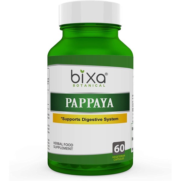 bixa BOTANICAL Papaya Leaf Extract (Carica Pappaya) Veg Capsules 60 Count (450mg), Ayurvedic Herb for Supports Digestive System Herbal Supplement to Improve Immunity