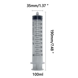 Syringes Liquid Syringes Plastic Transparent Syringes with Luer Lock Measuring Syringe Tools for Laboratory, Industry, Garden, Pet Feeding (100 ml)