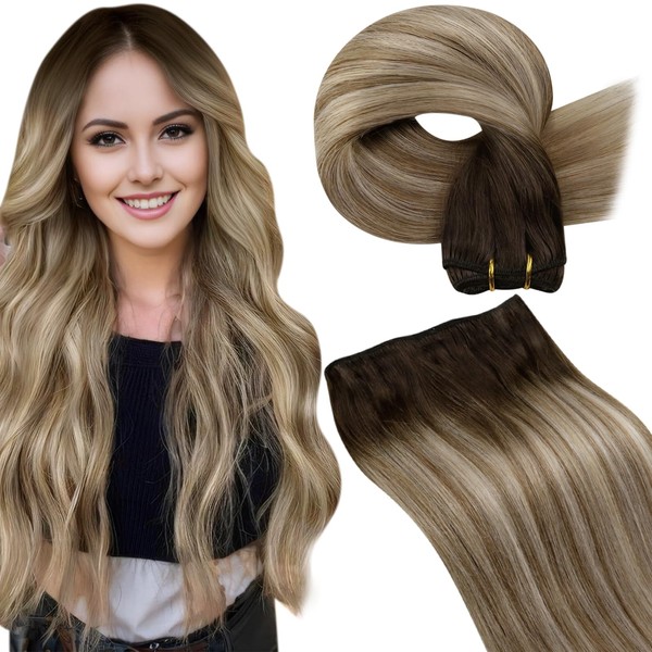LaaVoo Hand Tied Weft Hair Extensions Human Hair Ombre Hair