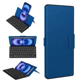 CACOE Mobilephone Mini Bluetooth Keyboard, Ultra-Thin, Portable and Foldable, Dual-Channel, Suitable for Smartphones and iOS/Android/Windows Systems, Ocean Blue