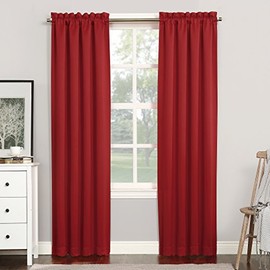 Sun Zero 51741 Easton Blackout Energy Efficient Rod Pocket Curtain Panel, 40" x 63", Red