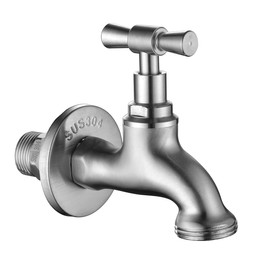 Tondiy Outlet Tap 1/2 Inch Connection with 3/4 Inch Adapter, Tap Outlet Valve, with Wall Decoration Cover, SUS304 Stainless Steel, Matt