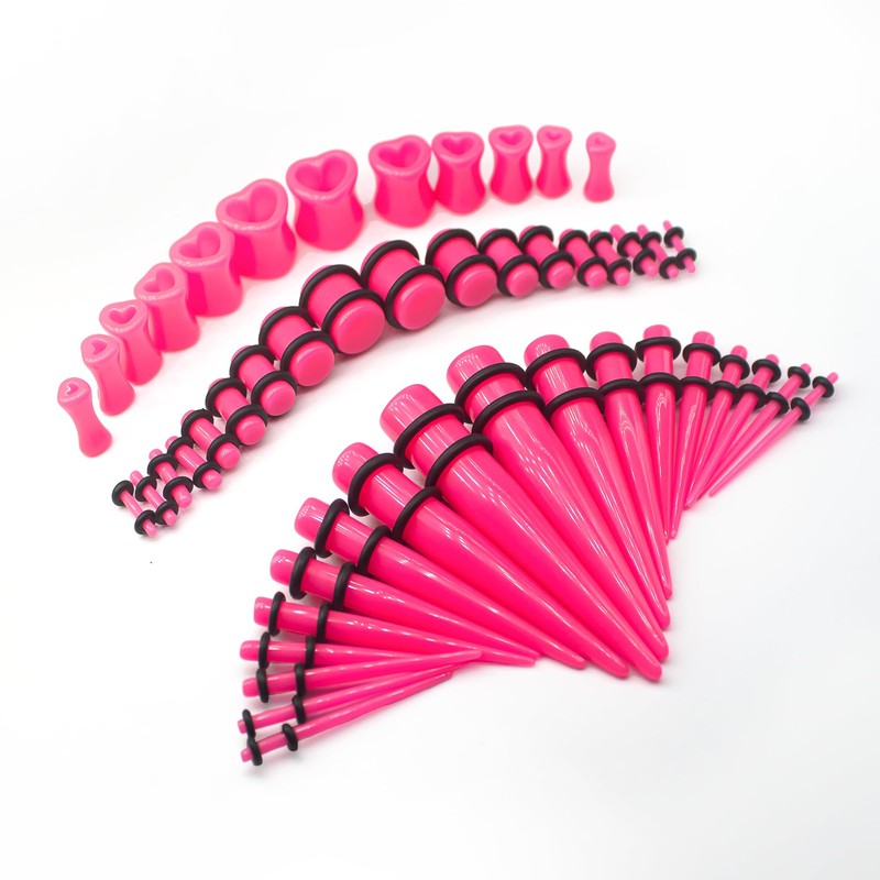 Marsrut 48 PCS Acrylic Gauge Kit Tapers Heart Tunnels Plug