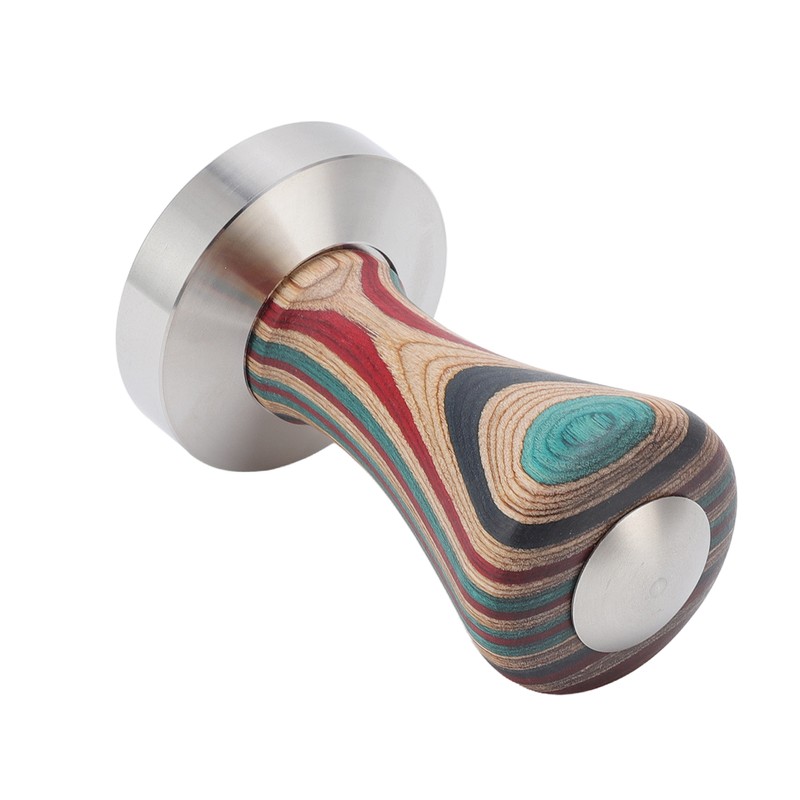 Colorful Wood Coffee Flat Tamper Stainless Steel Base Powder Hammer