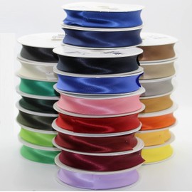 Leduc Satin Bias Binding 20 m 30 Colours for Double Stitching, 8 + 20 + 8 mm, 100% Acetate, Italian Quality, 2001 White