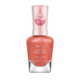 Sally Hansen Color Therapy Nail Polish | Biotin, Argan Oil, Long Lasting, Healthy Nails, Nail Strengthener, Opaque | 300 Soak at Sunset | Coral Orange Nail Color