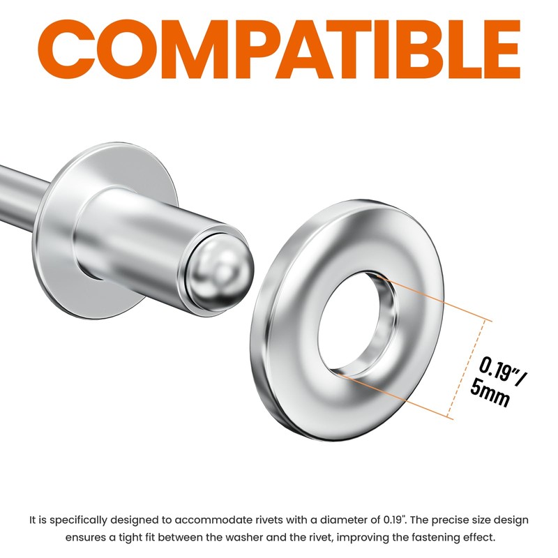 HNYYZL 350-Piece 304 Stainless Steel POP Rivet Washers for 3/16"