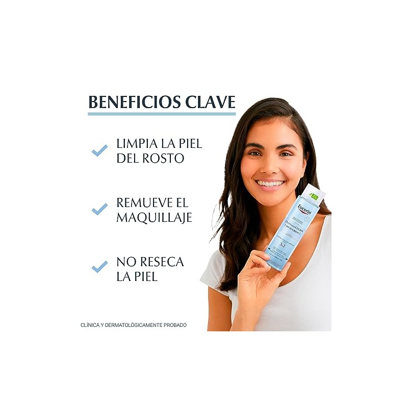 Eucerin DermatoCLEAN Loción Micelar Limpiadora Facial 3x1 Día y Noche