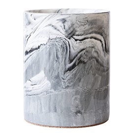 Yundu Porcelain Gray Marble Utensil Crock, Kitchen Utensil Holder for Countertop, 7″ Large Size for Storage,Table-Protection Cork Mat