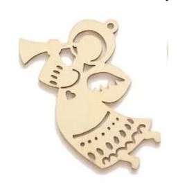Angel Wood Wooden You paint Create Glitter Crafts yourself Christmas Trumpet