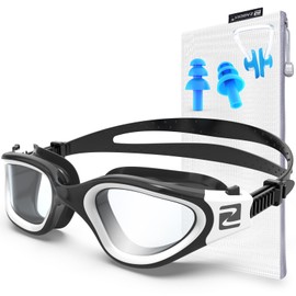 ZABERT Swimming goggles for men, women, adults, W1 professional diving goggles, swimming goggles, anti-fog UV400 protection, competition triathlon swimming pool, black, white, clear lenses