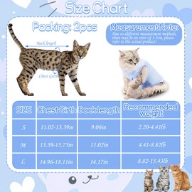 2PCS Cat Professional Recovery Suit, Anti-licking Cat Vest, E-Collar Alternative for Cats, Recovery Suit Post Surgery for Abdominal Wounds or Skin Diseases