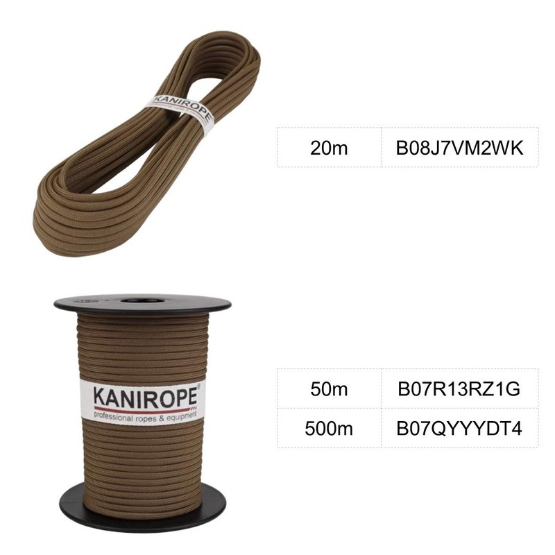 Kanirope® XPRO Paracord Diameter 3.8 mm 20 m Light Brown
