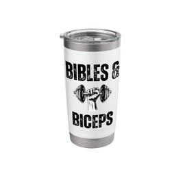 Bibles and Biceps barbell Christian Workout dumbbell gym Stainless Steel Insulated Tumbler