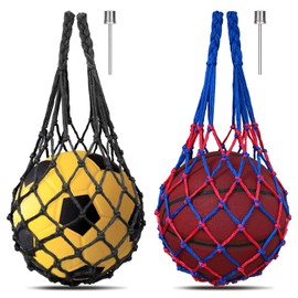 xiaoxiaozhijia Pack of 2 Ball Nets, Portable Ball Net with 2 Inflating Needles, Thick Encrypted Sports Ball Net for Football, Basketball, Beach Volleyball, etc. (Colour-1)