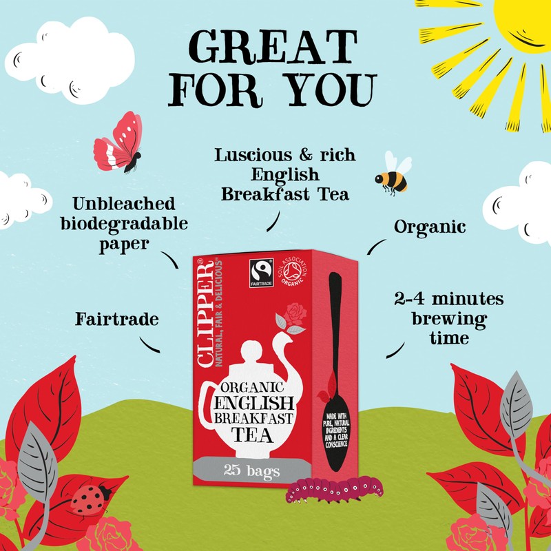 Clipper Fairtrade Organic English Breakfast Tea Bags | Black Tea