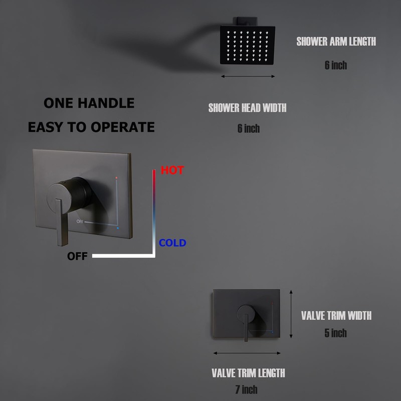 SOOOHOT Black Shower Head and Handle Set, Shower Faucet Set