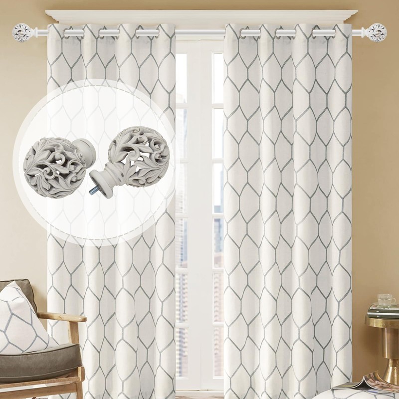 Heavy Duty Curtain Rod 36 to 120 Inches (3-10 ft)，1-Inch