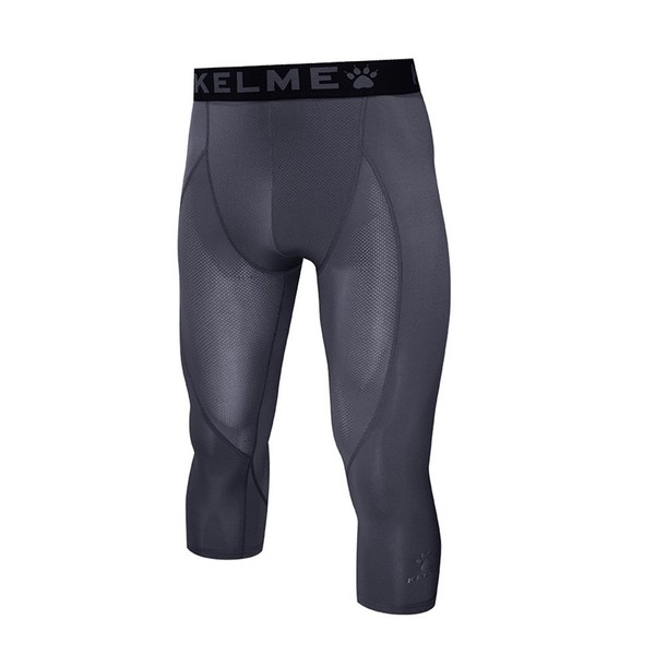 KELME Men's 3/4 Compression Pants Baselayer Cool Dry Tights (Grey, Medium)