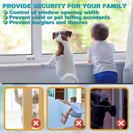 Window Locks for Sliding Windows(4 Sets)-Sliding Window Security Lock with Keys-Window Locks for Up and Down Windows-Easy Installation Without Drilling-Adjustable Aluminum Sliding Door Lock(Silver)