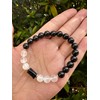 Black Tourmaline and Selenite Crystal Bead Bracelet 8mm, Wholesale Genuine