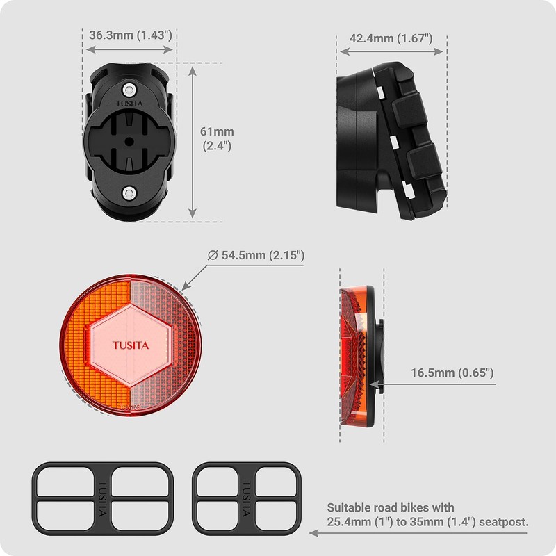 TUSITA Bicycle Mount Compatible with AirTag - Round, D-shaped, Aero