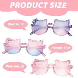 HQRKOTM Pack of 3 Kitty Sunglasses Children, UV 400 Protection Children's Sunglasses 3-12 Years, for Birthday Party, Novelty Party Glasses (A), a