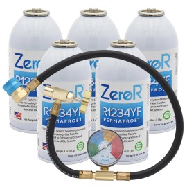 ZeroR® Permafrost for R1234YF AC Systems 5 Cans + 24" HD Can Tap Gauge