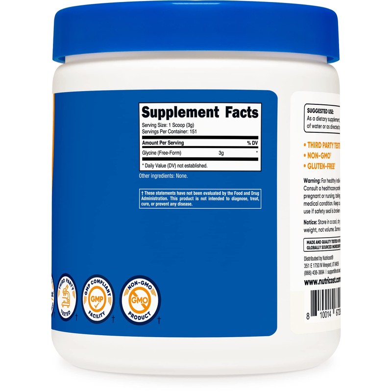 Nutricost Glycine Powder 1lb - Non-GMO, Gluten Free