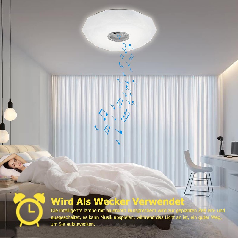 Wholede LED Ceiling Light Dimmable with Bluetooth Speaker, LED Ceiling