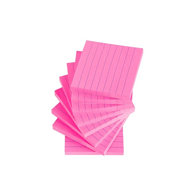 Vanpad Lined Sticky Notes 3x3 Inches, Rose Red Ruled Self-Stick