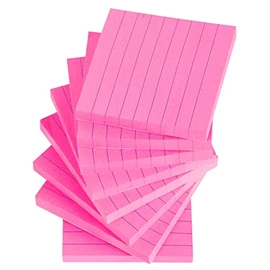 Vanpad Lined Sticky Notes 3x3 Inches, Rose Red Ruled Self-Stick Pads, Easy to Post for Home, Office, Notebook, 8 Pads/Pack