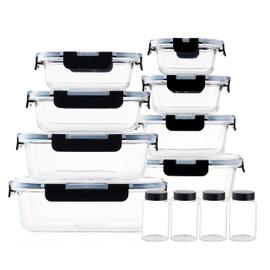 Glass Meal Prep Containers – 12-Piece Set with 8 Airtight Food Storage Boxes & 4 Leakproof Bottles for Sauces, Juices & Snacks – BPA-Free, Stackable, Microwave & Dishwasher Safe Meal Containers