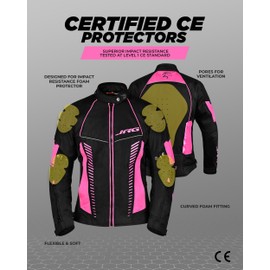 JAG Touring Motorcycle Jacket for Women, All Season Adventure Women's Dual Sport Jacket with CE Armor Cordura Fabric