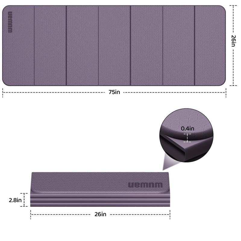 Yoga Mat Thick 10mm, Foldable Yoga Mat 75 x 26