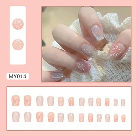 24Pcs Christmas Fireworks Press on Nails Short Square Glitter Fake Nails Full Cover Xmas False Nails Winter Cute Press ons Nails Holiday Acrylic Stick on Nails for New Year Manicure Decoration