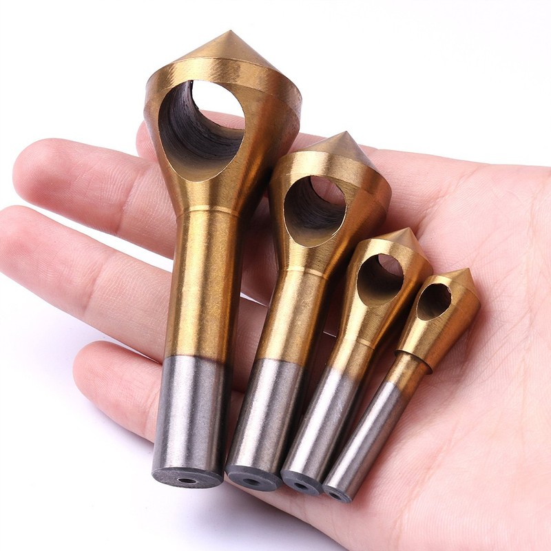 Atoplee 4PCS Titanium Wood Countersink Debur Deburring Tool Deburing Set
