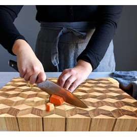 3D Large Acacia Wood Cutting Board for Kitchen, Cutting Board Block for Countertop - Large Charcuterie Board Serving Platter Wooden Chopping Board Made from Beech Wood - 16.5" x 12 "x 2 "