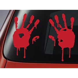 LEVEL 33© Blood Hand Prints - Red Vinyl Decal - Car, Window, Wall, Laptop Sticker