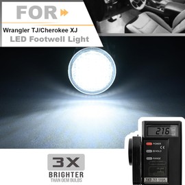 Luz LED interior con arnés para Jee'p Wrangler TJ Cherokee XJ Grand Cherokee ZJ Ram 1500 2500 3500 LED debajo del salpicadero, montaje de lámpara de piso de cortesía, 2 unidades