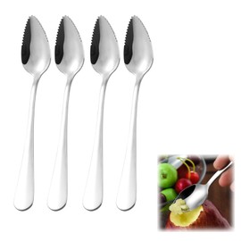Grapefruit Spoon, Kiwi Spoon, Spoon with Prongs, Kiwi Spoon, Grapefruit Spoon, Stainless Steel, Baby Food Supplement Fruit Spoon, Dessert Spoon, Fruit Spoon with Serrated Edge, for Kiwi, Apples,