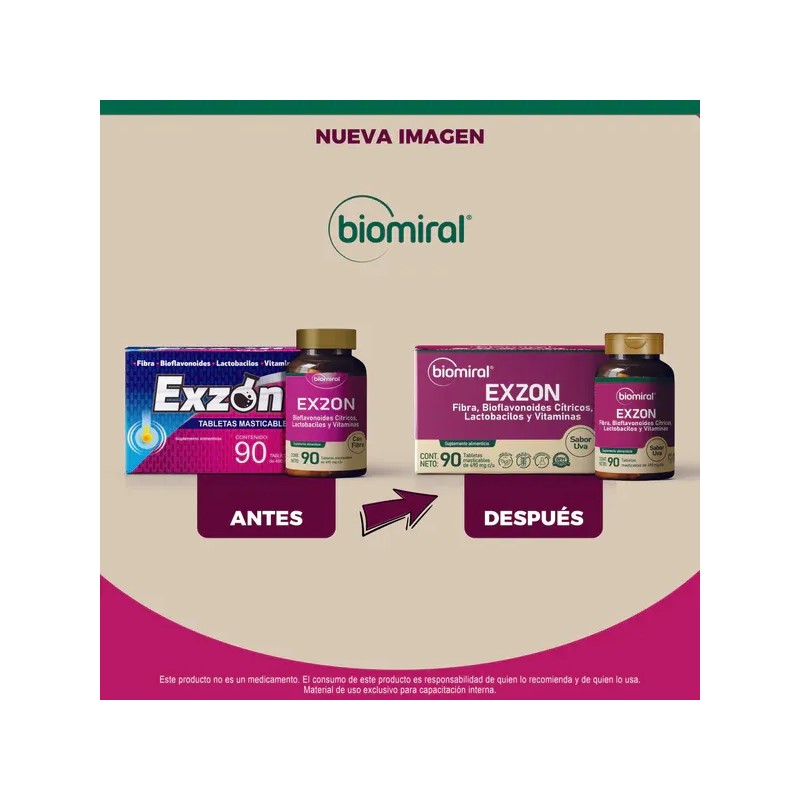 Biomiral Exzon Tabletas Nutricionales Sabor Uva