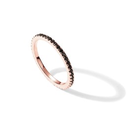 PAVOI 14K Rose Gold Plated Sterling Silver Stackable Ring with Colored CZ Stones | Black CZ Eternity Bands for Women (Size 8)