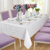 HommxJF Wave Scroll Damask Jacquard Rectangle White Tablecloth 60"x102"，Wipeable Table