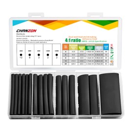 Chanzon UL Listed Extra Long 80mm Heat Shrink Tubing Assorted Kit 4:1 Ratio Marine Grade Waterproof Adhesive Lined 5 Sizes (4mm - 20mm diam) Black Sleeving Wrap Shrinking 4 to 1 Assortment 27 pcs