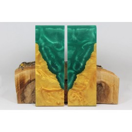 Composite Scales GREEN GOLD CUSTOM COMPOSITE KNIFE HANDLE MATERIAL BLANK SCALES (7271)