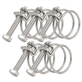 45-50mm Double Wire Hose Clamps, 201 Stainless Steel Hose Clips, Universal Plumbing Pipe Tube Fastener Adjustable Hose Hoop (Pack of 5)