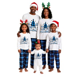 Lenugeo Matching Christmas Pajamas for Family Cute Printed Xmas Pajamas Set Holiday Family Sleepwear Sets for Womens Mens Couples,02,Pet M