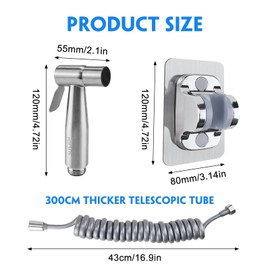 Puasok Bidet Hand Shower for Toilet, 304 Stainless Steel Hand Shower, Toilet Shower, Hand Held Bidet Sprayer with 3 Metre Hose and Holder for Toilet, Pets, Bathroom