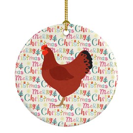 Caroline's Treasures New Hampshire Red Chicken Christmas Ceramic Ornament Christmas Tree Hanging Decorations for Home Christmas Holiday, Party, Gift, 3 in, Multicolor